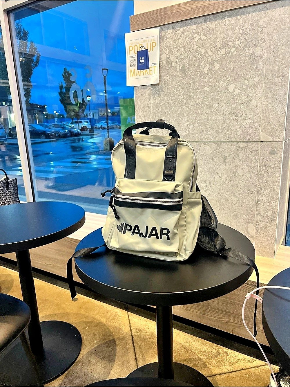 Pajar Backpack in Cream & Black Like New